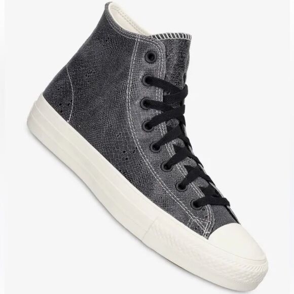 CONVERSE 11 M/13 W Unisex Black Genuine Snake Print Leather Skate Sneakers - Picture 1 of 15